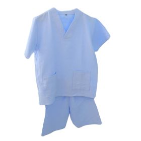 Light Blue Cotton Khan Steam Suit Men's Short Pajamas Summer Spa Wear, Asian XXL