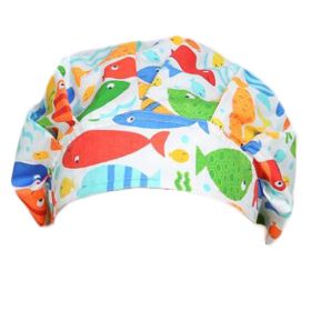 Adjustable Scrub Cap Cotton Breathable Bouffant Scrub Cap Unisex Work Cap for Men Women, Multicolor Fish