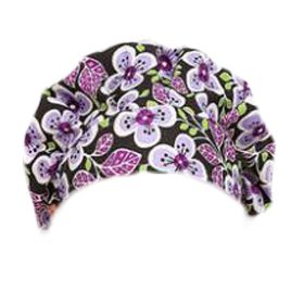 Purple Scrub Cap Bouffant Scrub Cap Adjustable Cotton Scrub Cap Unisex Work Cap Men Women, Flower