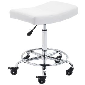 CoVibrant Wide Rolling Stool with Locking Wheels Footrest Adjustable Height Swivel for Salon Kitchen