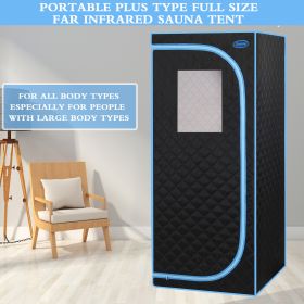 Portable Plus Type Full Size Far Infrared Sauna tent. Spa; Detox ; Therapy and Relaxation at home.Larger Space; Stainless Steel Pipes Connector Easy t