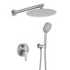 Brushed Nickle 10 Inches Shower with High Pressure Rain Shower Head and 5-Function Handheld Shower Head