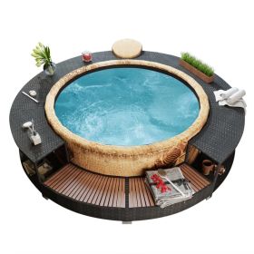 Black Poly Rattan Spa Surround