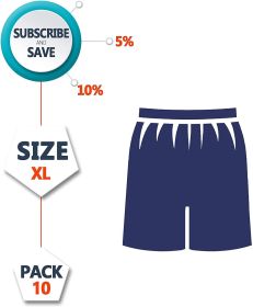 Disposable Exam Shorts Pack of 50 Adult SMS 35 GSM Shorts XX-Large Dark Blue Boxers with 1" Wide Elastic Waist Non-sterile Breathable Unisex Briefs fo